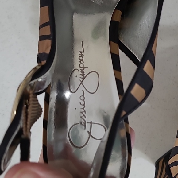 Jessica Simpson PENN opentoe animal print slingback platform wedges size 8.5 - Picture 5 of 11